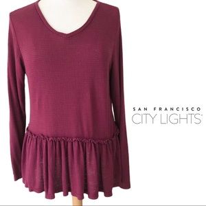 San Francisco City Lights | Maroon Peplum Shirt